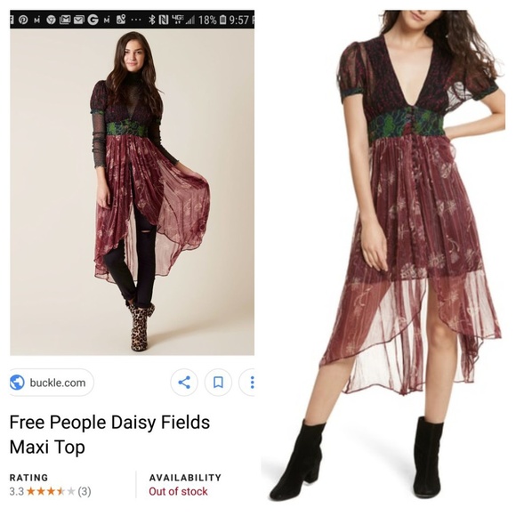 Free People Black Daisy Fields Maxi Top - Picture 2 of 8